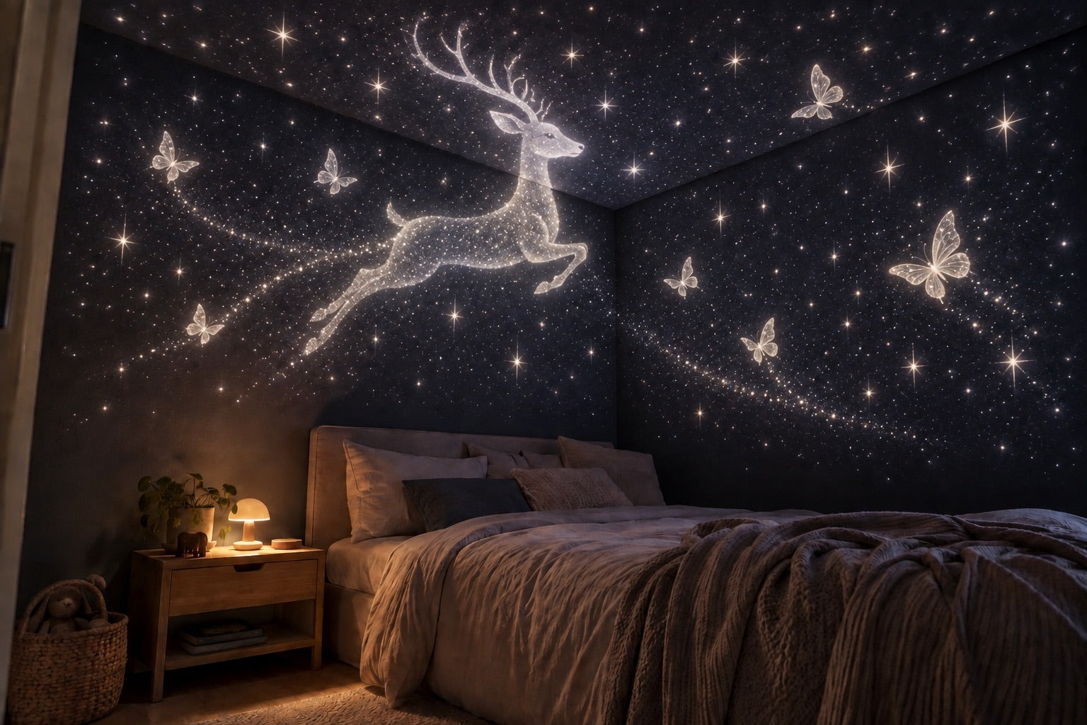 Bedroom with the Deer projection