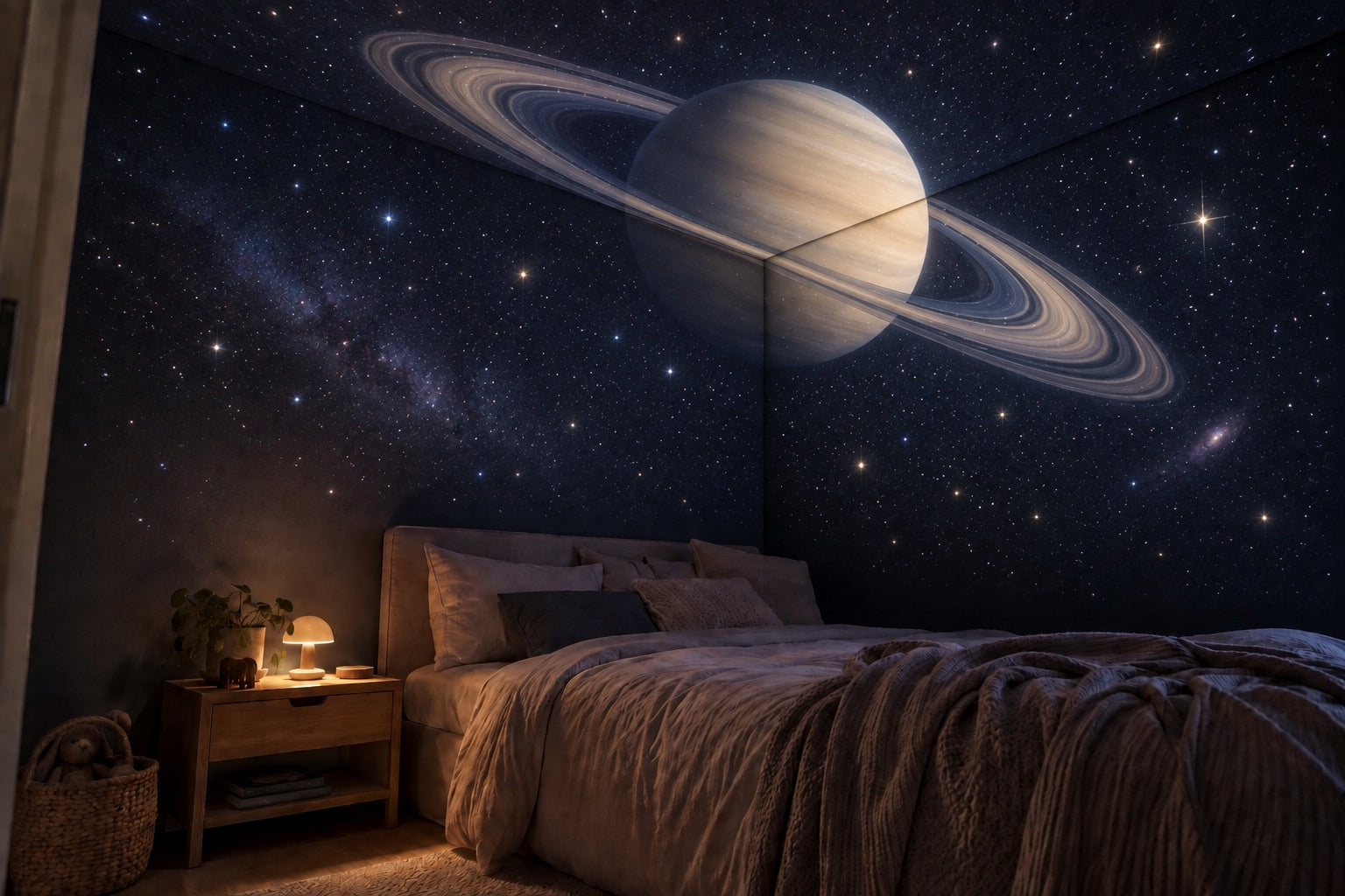 Bedroom with the Saturn projection