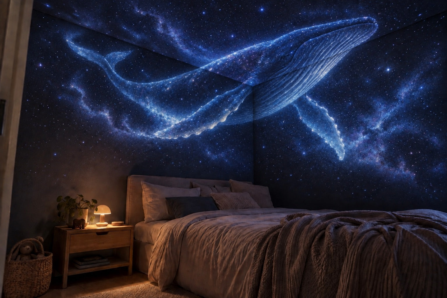 Bedroom with the Whale projection